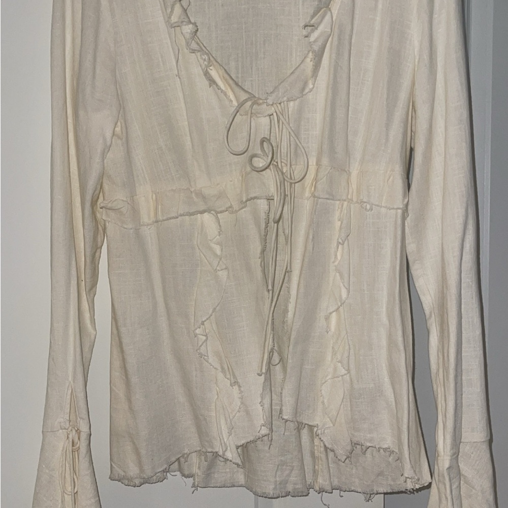 H&M Cream Ruffle Blouse